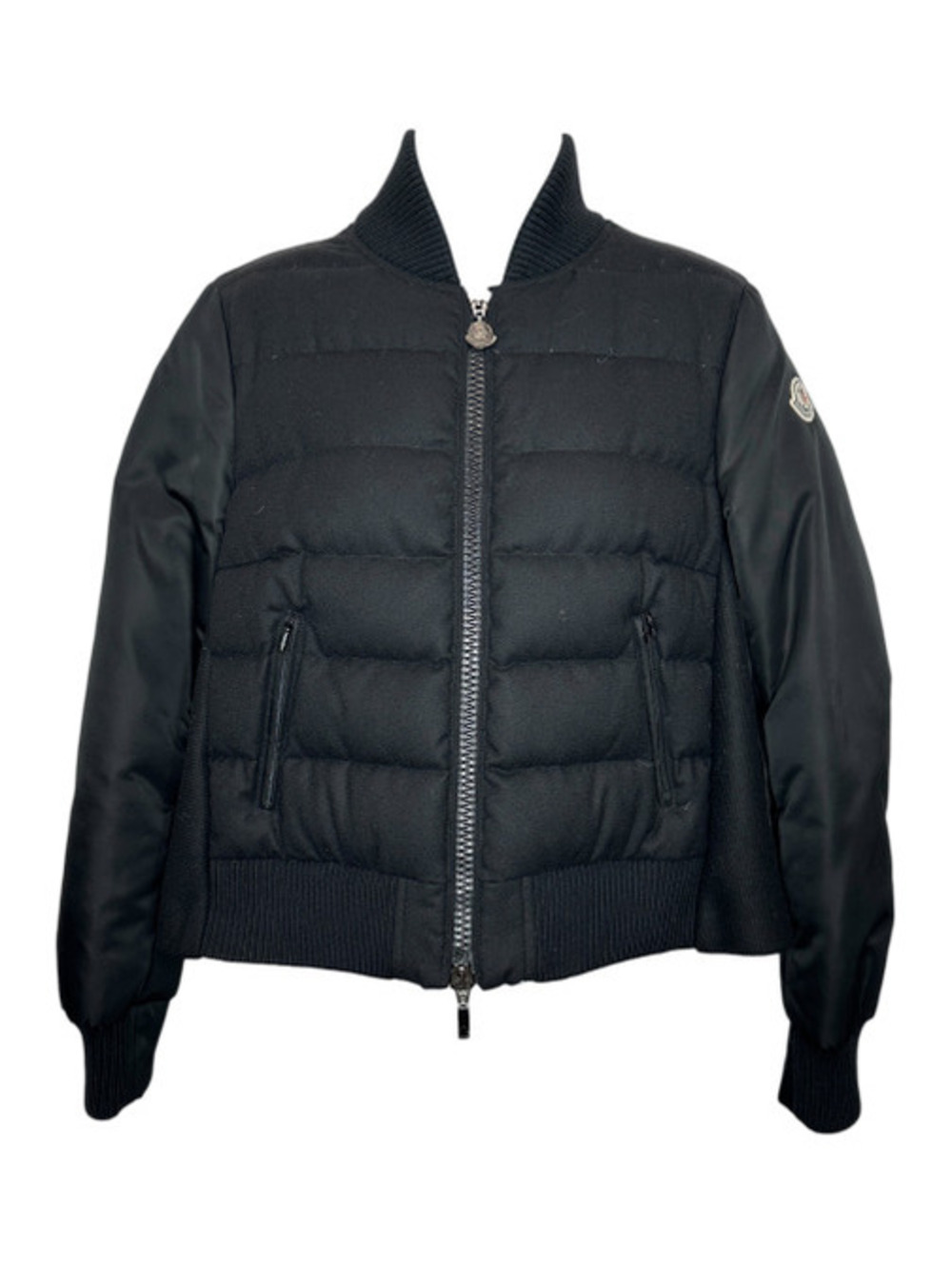 Moncler Wool and Nylon Bomber Jacket in Black